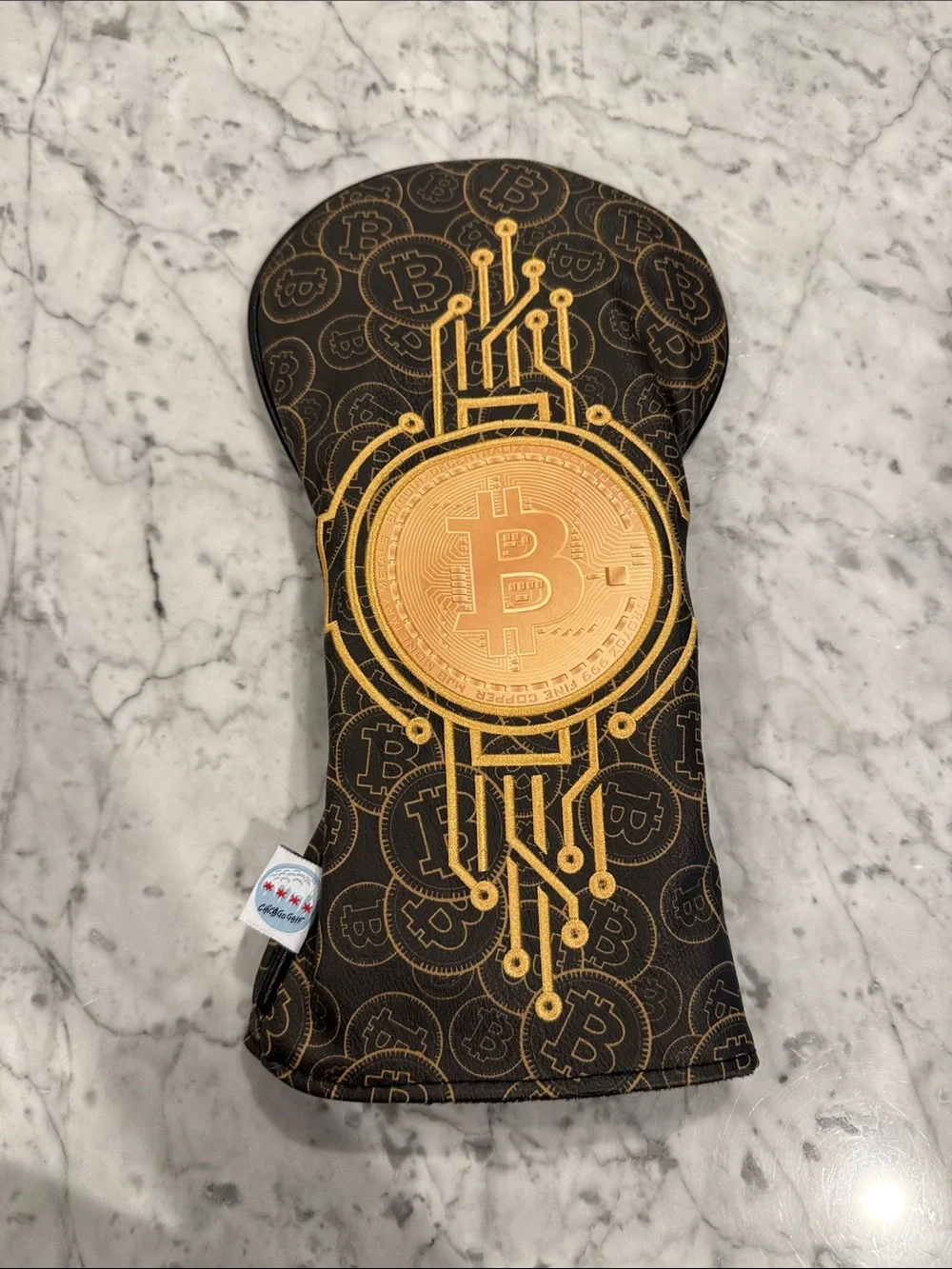 Black & Gold Bitcoin Pattern Golf Club Headcover